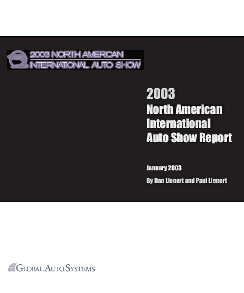 2003 Detroit Show Report